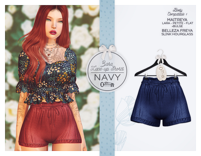 The Secret Store - Zara Lace-up Shorts - Maitreya Lara, Bulge, Belleza Freya, Slink Hourglass - Navy