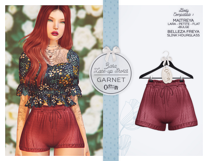 The Secret Store - Zara Lace-up Shorts - Maitreya Lara, Bulge, Belleza Freya, Slink Hourglass - Garnet