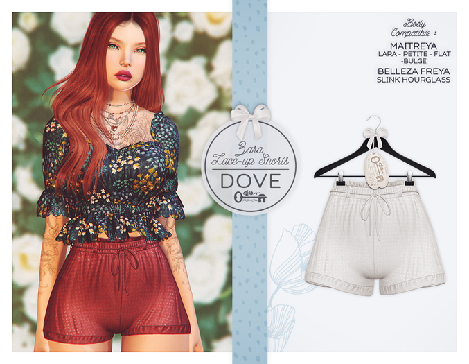 The Secret Store - Zara Lace-up Shorts - Maitreya Lara, Bulge, Belleza Freya, Slink Hourglass - Dove