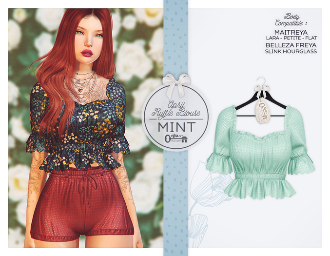 The Secret Store - April Ruffle Blouse - Maitreya Lara & Petite & Flat, Belleza Freya, Slink Hourglass - Mint