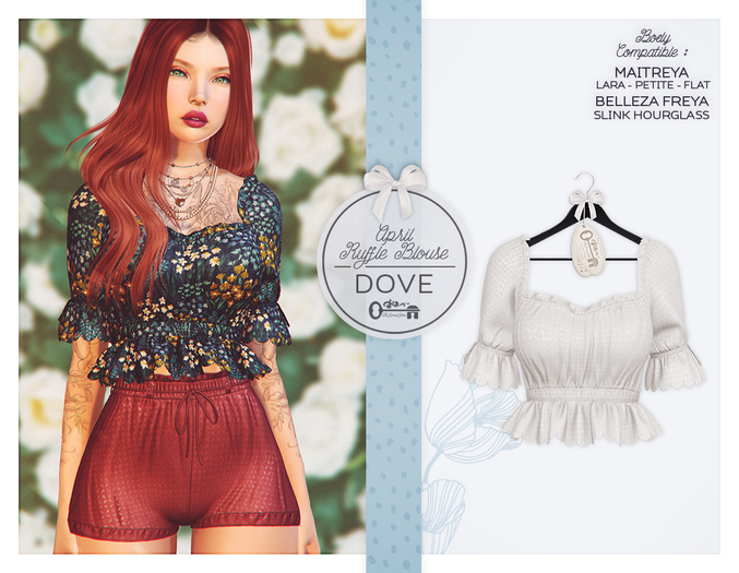 The Secret Store - April Ruffle Blouse - Maitreya Lara & Petite & Flat, Belleza Freya, Slink Hourglass - Dove