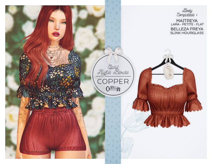 The Secret Store - April Ruffle Blouse - Maitreya Lara & Petite & Flat, Belleza Freya, Slink Hourglass - Copper