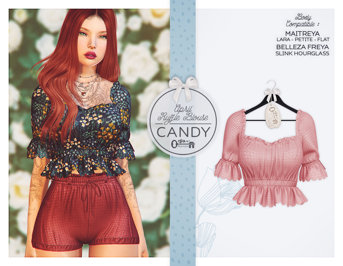 The Secret Store - April Ruffle Blouse - Maitreya Lara & Petite & Flat, Belleza Freya, Slink Hourglass - Candy
