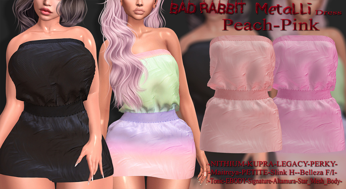 .:Bad Rabbit:. Metalli Dress Peach-Pink
