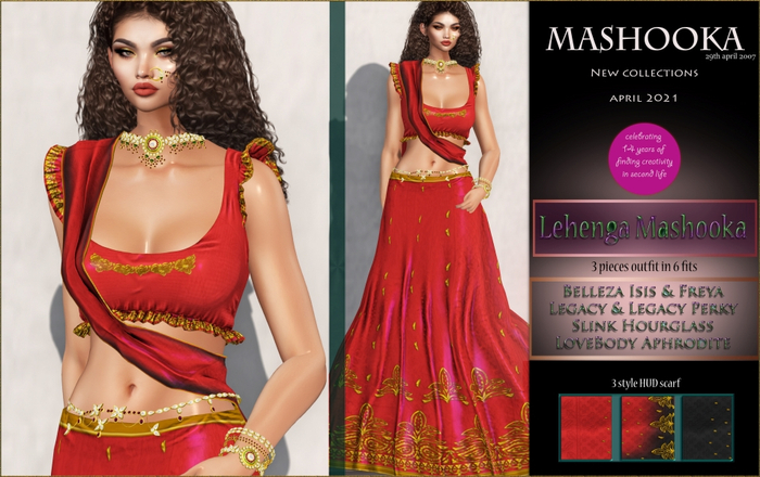 Lehenga Mashooka DARK RED