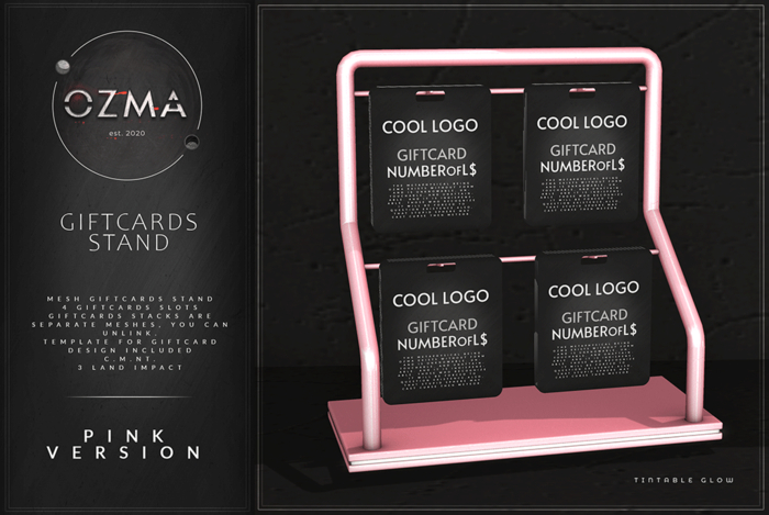 .OZMA.  Giftcards Stand - Pink
