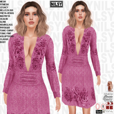 DEEP V NECK BRODERIE DRESS,ALL BODIES