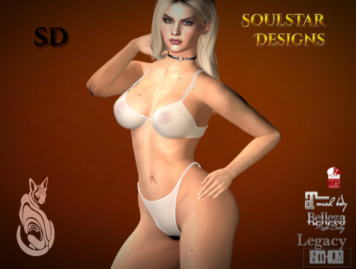 Chained Bikini  Gauze Sheer White