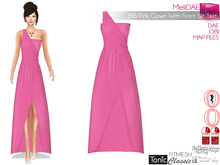 Dae, Obj, FBX, And Texture Files Front Slit One Shoulder Long Pink Gown Dress Maitreya Slink Belleza Tonic Voluptuous