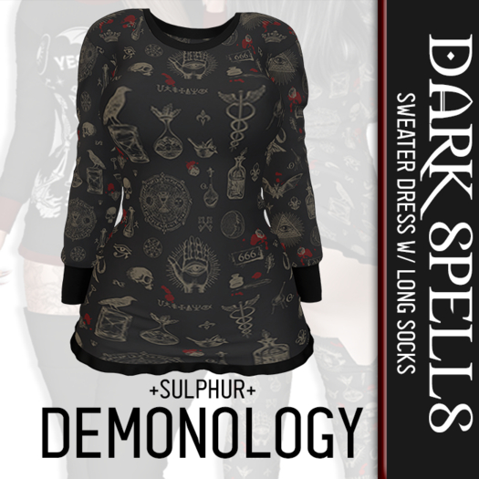 +SULPHUR+ DARK SPELLS SWEATER DRESS ^DEMONOLOGY^  