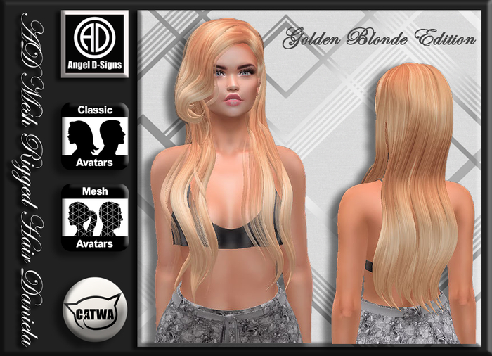 AD Mesh Rigged Hair Daniela Golden Blonde Edition