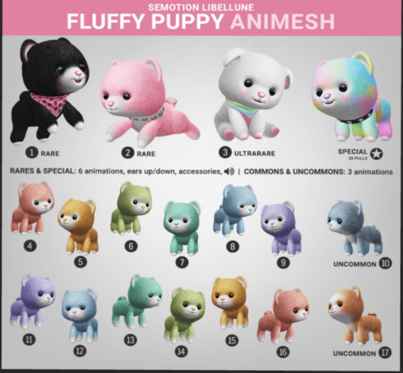 SEmotion Libellune Fluffy Puppy Animesh #2 RARE