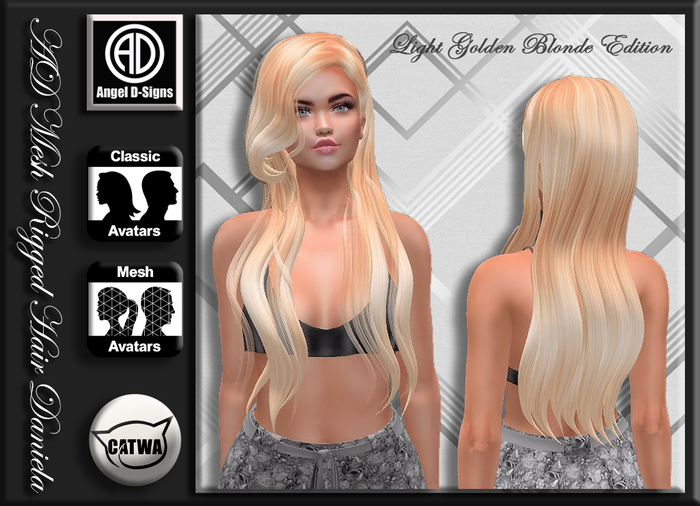 AD Mesh Rigged Hair Daniela Light Golden Blonde Edition
