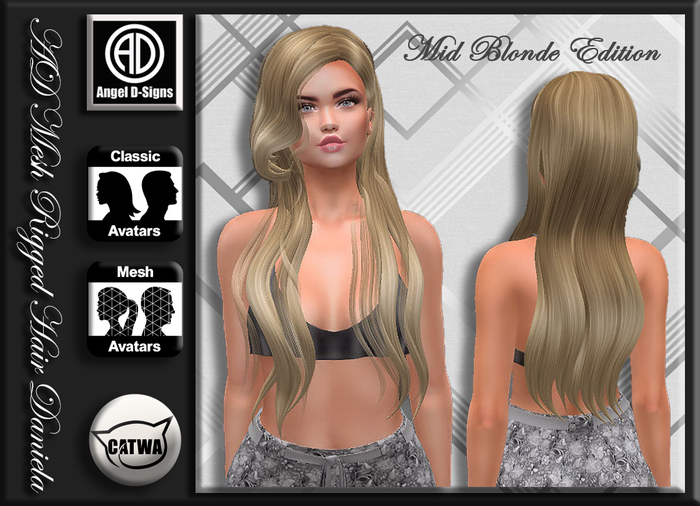AD Mesh Rigged Hair Daniela Mid Blonde Edition