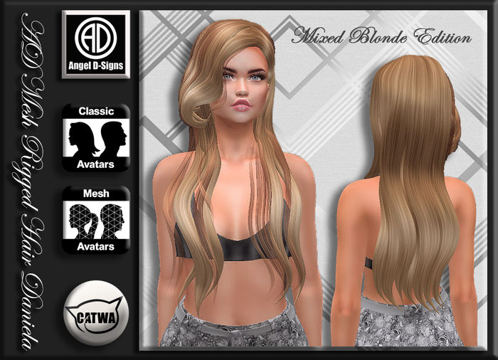 AD Mesh Rigged Hair Daniela Mixed Blonde Edition