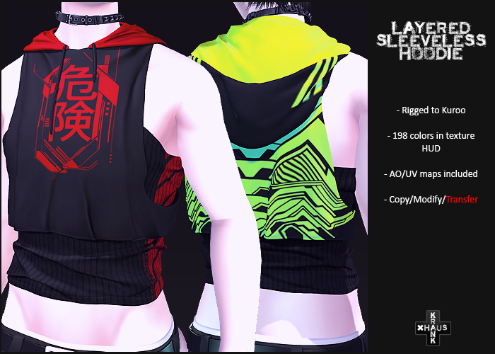 krankhaus - Layered Sleeveless Hoodie - Kuroo