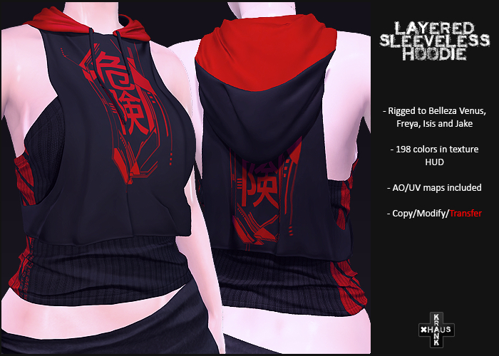 krankhaus - Layered Sleeveless Hoodie - Belleza