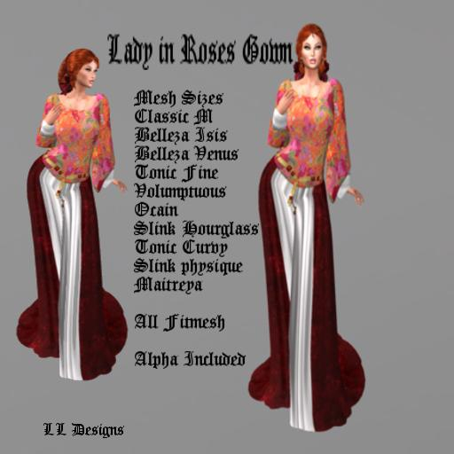 Lady In Roses Gown