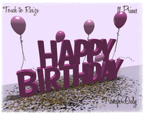 ~R~ Fushia Happy Birthday 3D Party Banner~Trans Only