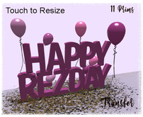 ~R~Fushia 3D Happy RezDay Banner w Balloons