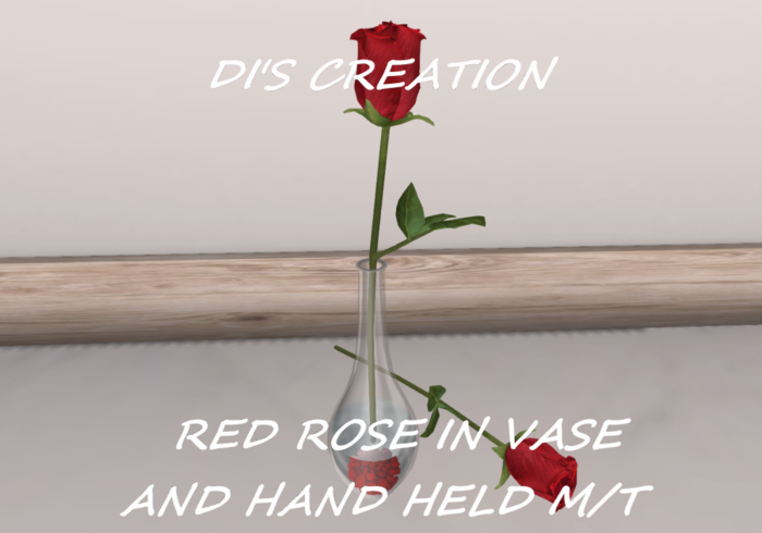 RED ROSE IN VASE + HAND HELD M/T
