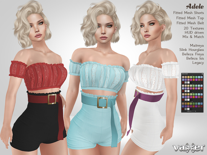 Vaxer : Adele Outfit - Maitreya, Slink (H), Belleza (I, F) and Legacy. 20 Text. HUD. Mix & Match