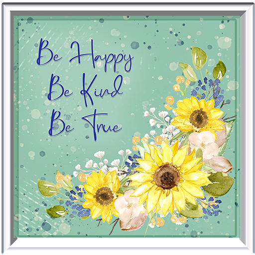 Callipepper- Sq- Be Happy -Sunflower - blue Green