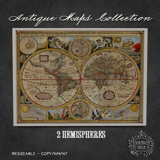 Vintage Touch Antique Map (2 Hemispheres)