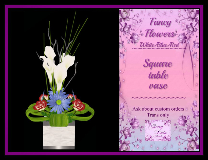 *CRF* Fancy flower square table vase Boxed/Copy