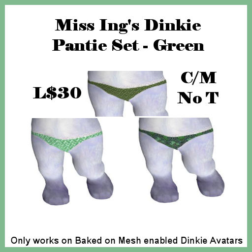 Miss Ing's Dinkie Pantie Set Green BOM