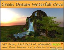 Green Dream Waterfall Cave Grotto Landscaping Forest Tree Plant