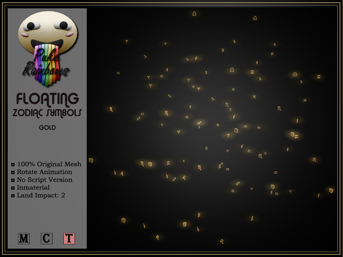 [PR] Floating Zodiac Symbols - Gold (Boxed)