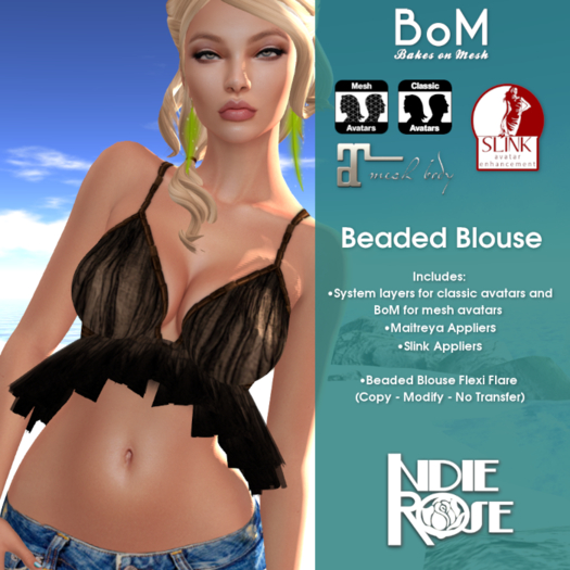 INDIE ROSE - TMP - Beaded Blouse Installer - Black