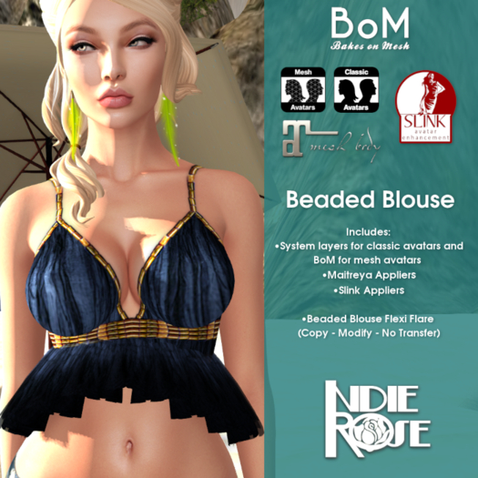 INDIE ROSE - TMP - Beaded Blouse Installer - Black