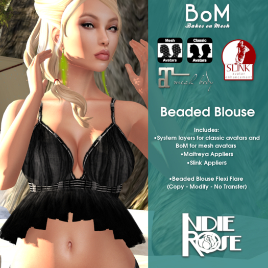 INDIE ROSE - TMP - Beaded Blouse Installer - Black
