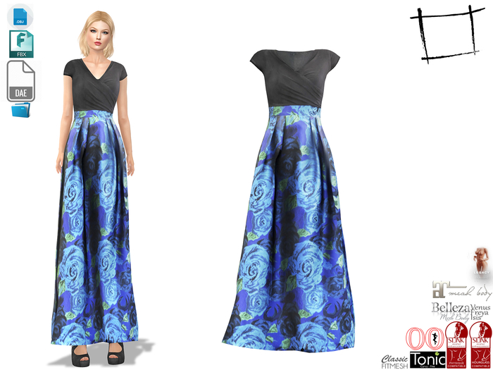 Dae Obj FBX For Vintage Brocade Dress Slink, Maitreya, Belleza, Tonic, Legacy