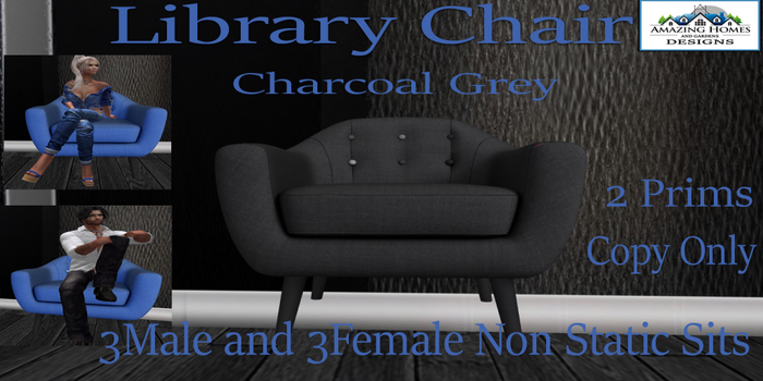 !AH LibraryChair -CharcoalGrey-With Sits