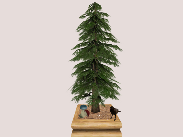 Green Tree with Raven