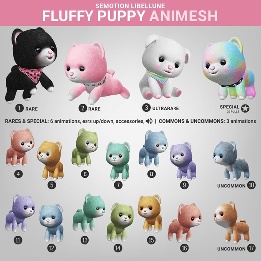 SEmotion Libellune Fluffy Puppy Animesh #2 RARE