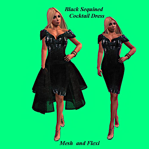 Black Sequined Cocktail Dress