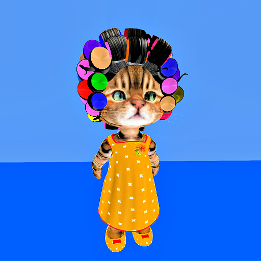 Dinkie Hillbilly Hair: Rainbow Curlers - Black hair  129 prims