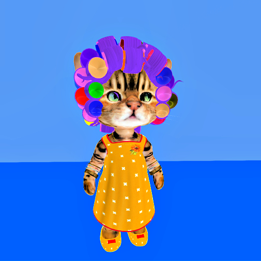 Dinkie Hillbilly Hair: Rainbow Curlers - Purple hair  129 prims