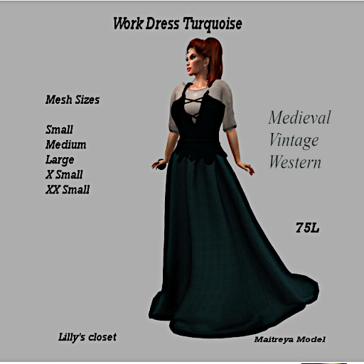 Medieval Work Dress Turquoise