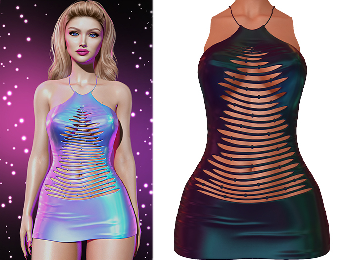 Aspen Ripped Tree Dress [Holo Oilspill] - Maitreya (+Petite) • Legacy