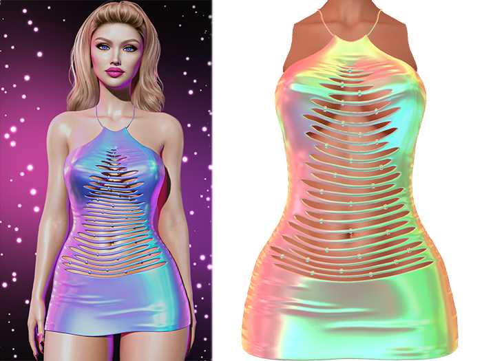 Aspen Ripped Tree Dress [Holo Rainbow] - Maitreya (+Petite) • Legacy