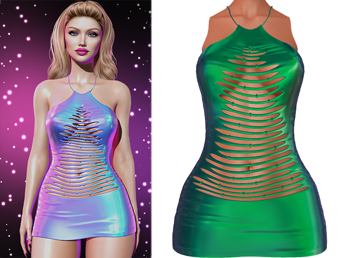 Aspen Ripped Tree Dress [Holo Alien] - Maitreya (+Petite) • Legacy