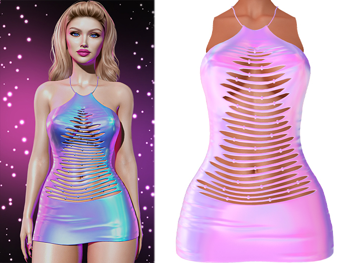 Aspen Ripped Tree Dress [Holo Candy] - Maitreya (+Petite) • Legacy