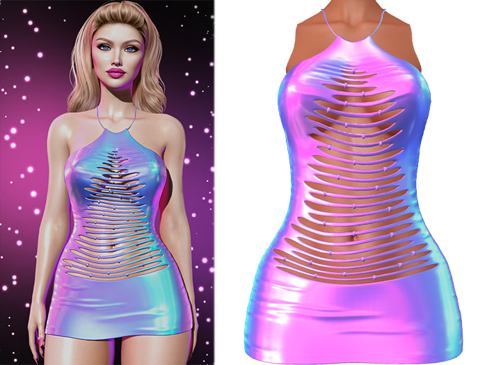 Aspen Ripped Tree Dress [Holo Bubblegum] - Maitreya (+Petite) • Legacy