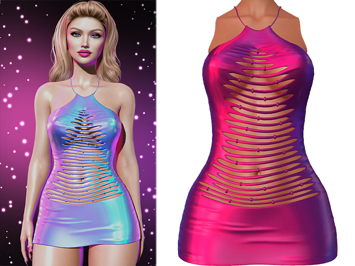 Aspen Ripped Tree Dress [Holo Magenta] - Maitreya (+Petite) • Legacy