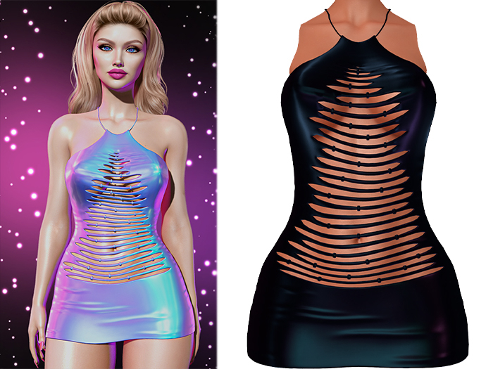 Aspen Ripped Tree Dress [Holo Black] - Maitreya (+Petite) • Legacy